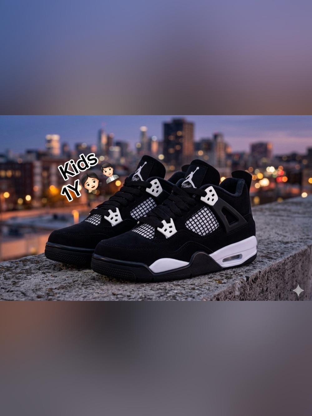 Jordan 4 Retro PS FOR Kids Black & White Basketball
Sneakers (Size 1Y)🙋🏻🙋🏻‍♀️